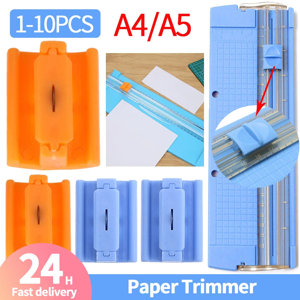 1-10Pcs Paper Trimmer A4/A5 Paper Small Cutter Spare Knife Portable Sliding Machine Paper Cutter Metal Blade Photo Cutters Blue