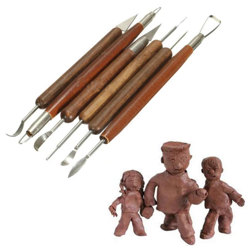 6Pcs DIY Clay Sculpting Tools Kit Wax Pottery Ceramics Carving Tool Art Craft Clay Modeling Sculpture Carving Knife Set