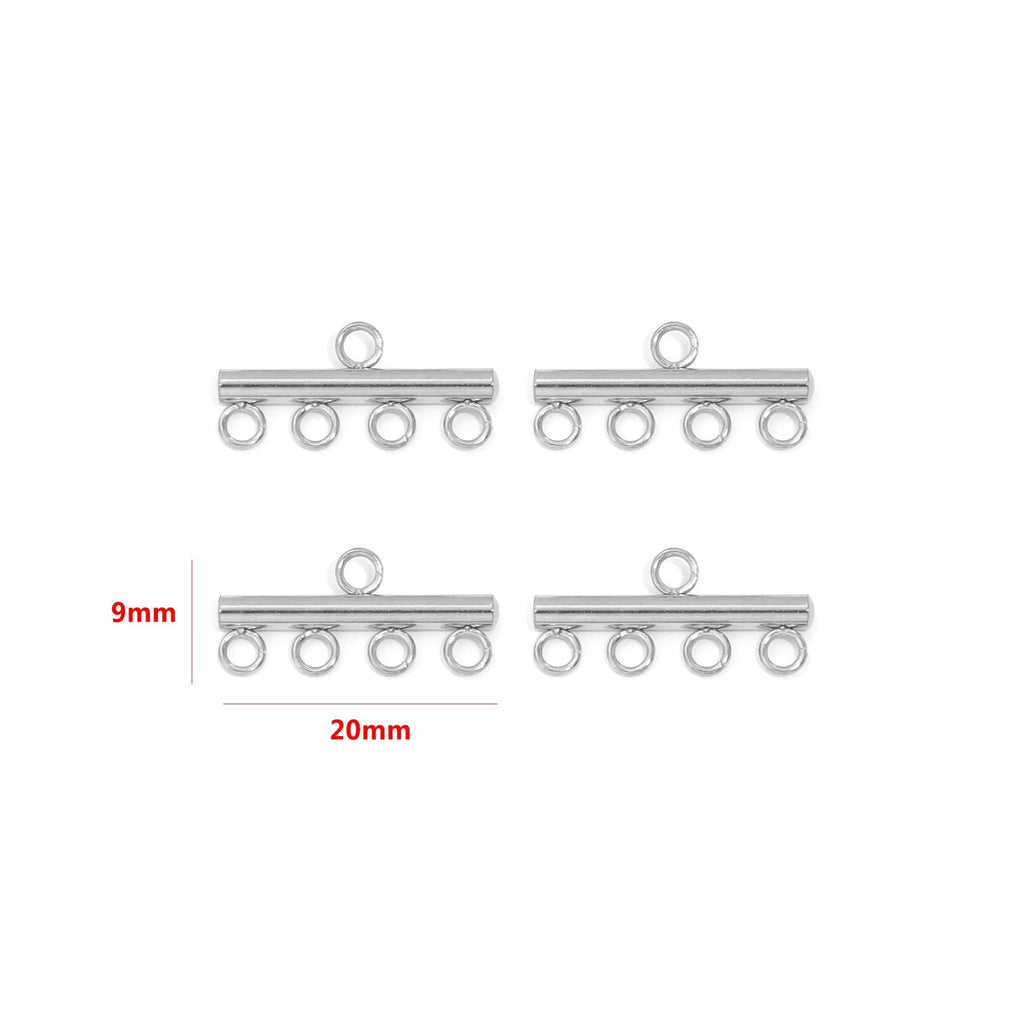 10pcs Stainless Steel Necklace Layering Clasp Slide Lock Clasp Pendant Connector Multi Strands Tube for DIY Craft Jewelry Making