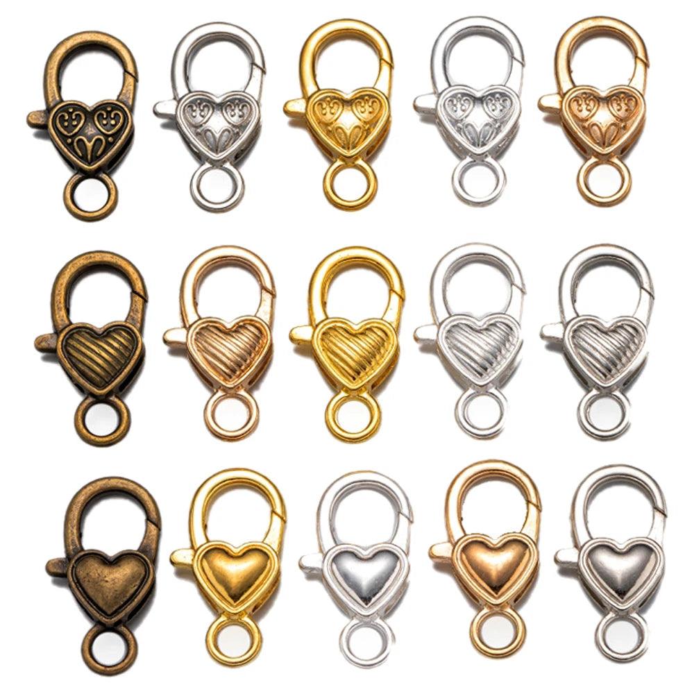 10pcs Lobster Clasp Hooks Heart Keychain Clasps for DIY Bracelets Chain Necklace Components Accessory Jewelry Making Findings