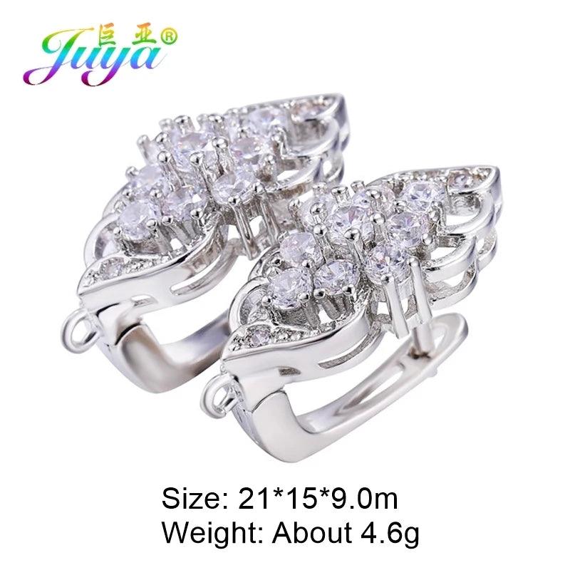Juya 18K Gold Plated Copper Material Anti-Allergy Earwire Fixture Earring Hook Clasps For DIY Women's Earring Making Accessories