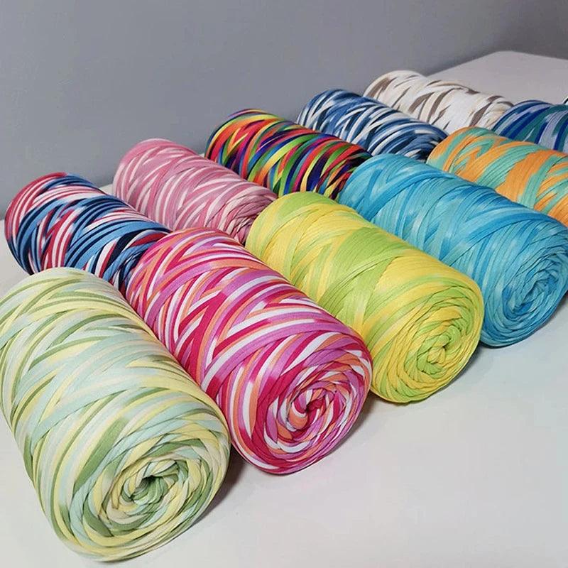 Dyed Colorful Fabric Strip Line Hand Woven Bag Material DIY Crochet Carpet Cushion Storage Basket Coarse Woolen Yarn