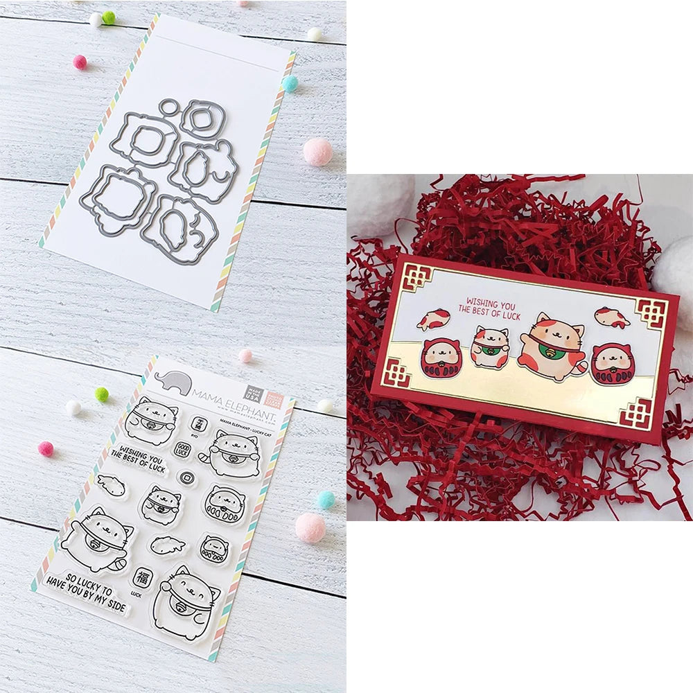Mini Panda Bunny Koala Animal Outline Metal Cutting Dies Clear Stamps for DIY Easter Day Decor Paper Cards
