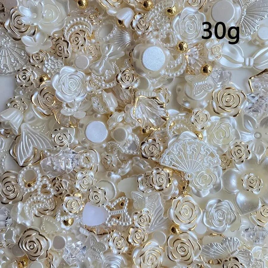 30g/bag Mixed Baroque Rose Imitation Pearl Bow DIY Accessories
