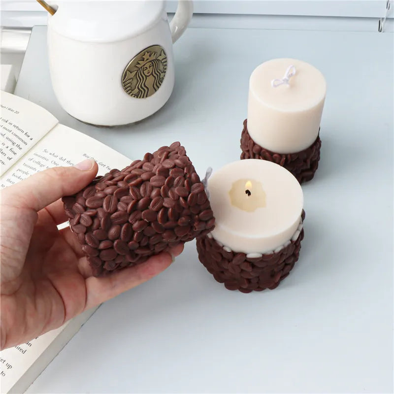 Pillar Coffee Bean Candle Mold Making Aromatherapy Silicone mould for DIY Scented Resin Soap Home deco Gift