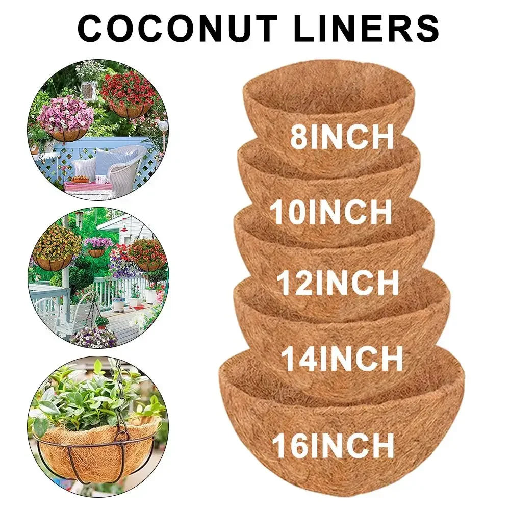 100% Natural Coconut Fiber Liners Thick Coconut Liners for Planters Round Hanging Basket Liners Replacement Liners for Garden