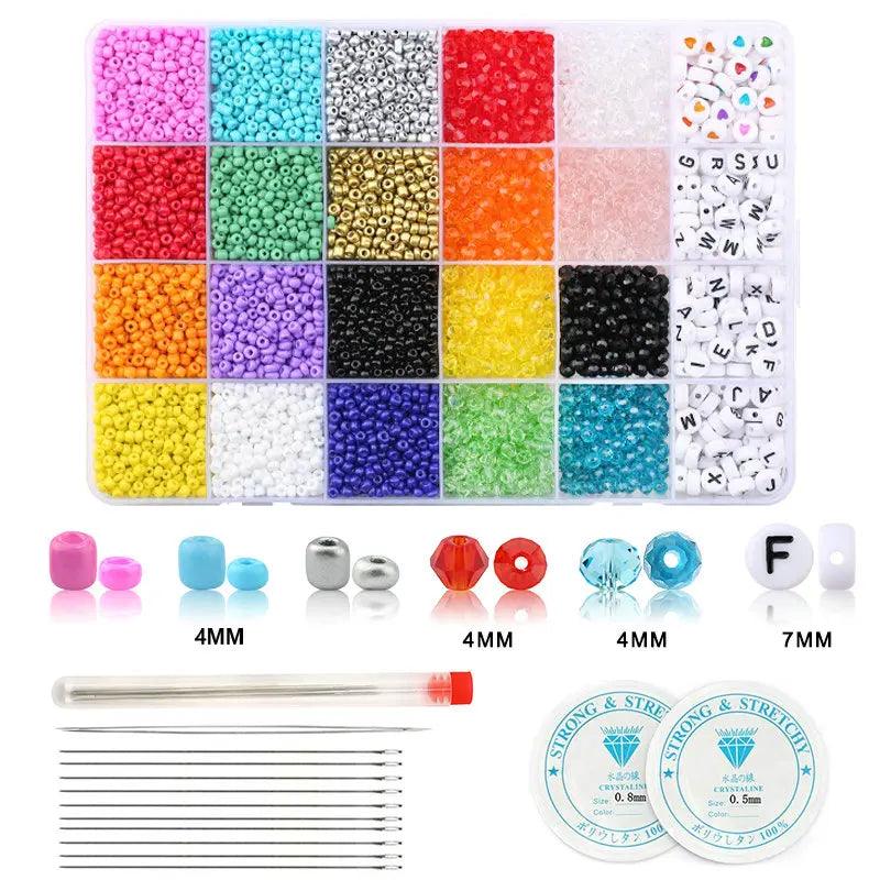 20000pcs Jewelry Making Kit Seed Beads Set 2mm Glass Beads Set Bracelets Necklace Ring Making Seedbeads Kit For DIY Art Craft