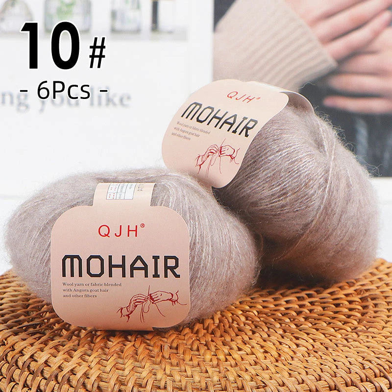 6PCS Soft Mohair Yarn Knitting Angora Yarn for DIY Projects Fluffy Lace Yarn for Sweaters Scarves and Shawls 25g Each