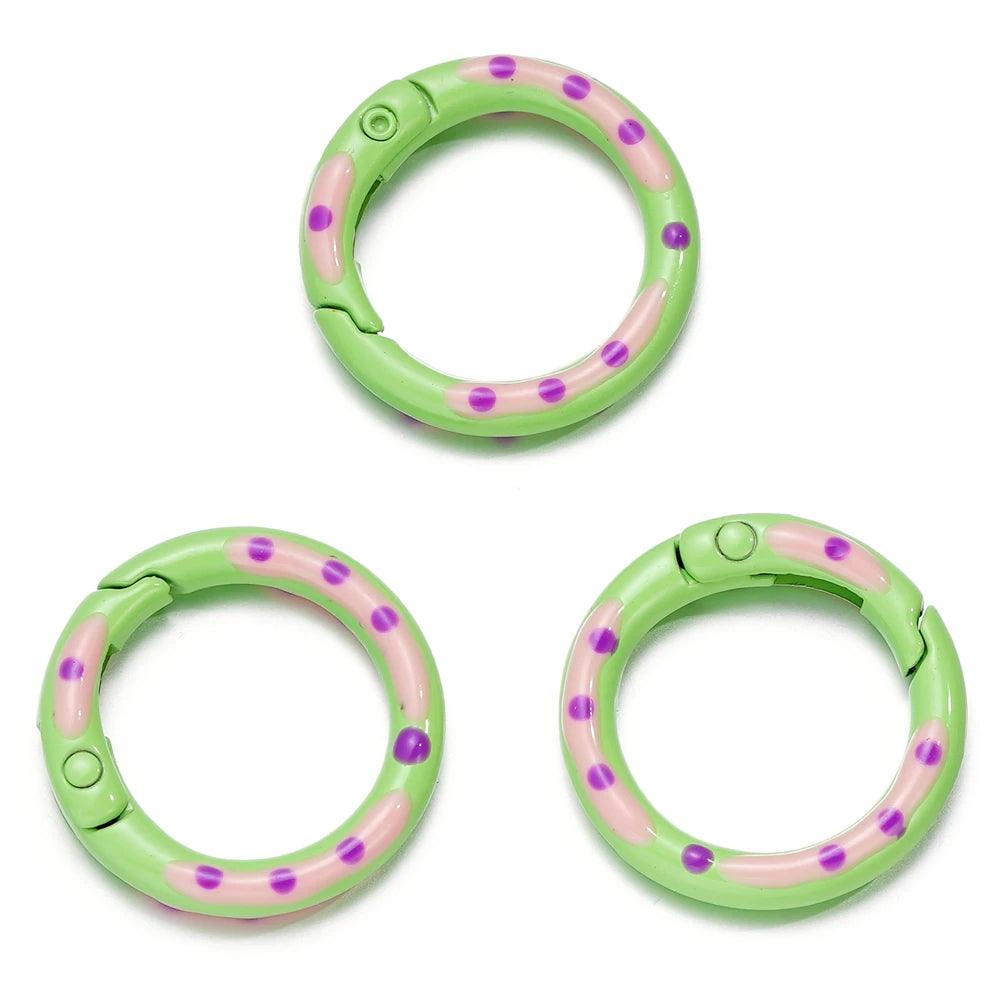 5pcs/lot Multicolor Metal Round Ring Spring Clasp Carabiner Keychain Clips Hook Dog Chain DIY Jewelry Buckle Connector Supplies