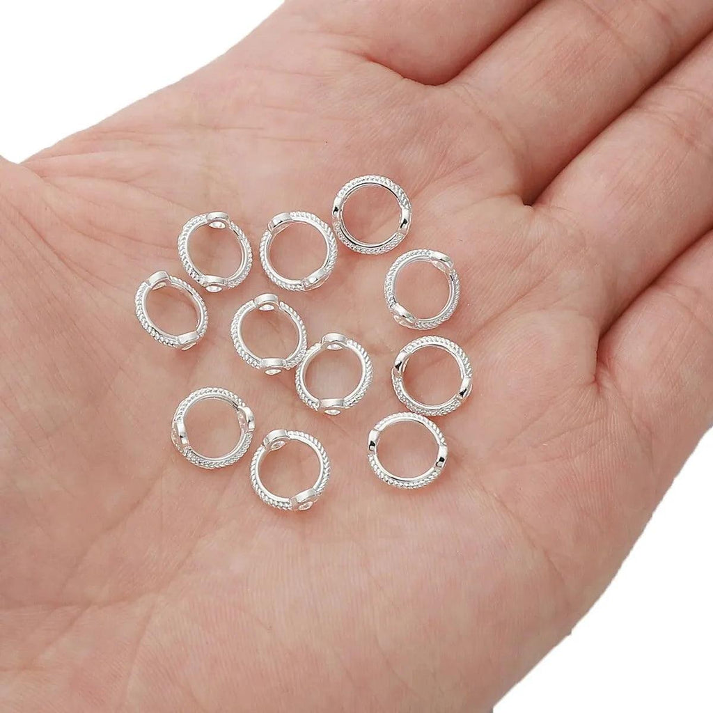 About50Pcs Alloy Color Retention Lace Bead Set, Fashionable Bag Bead Ring, Double Hole Bead Ring, Handmade String Bead DIY Brace