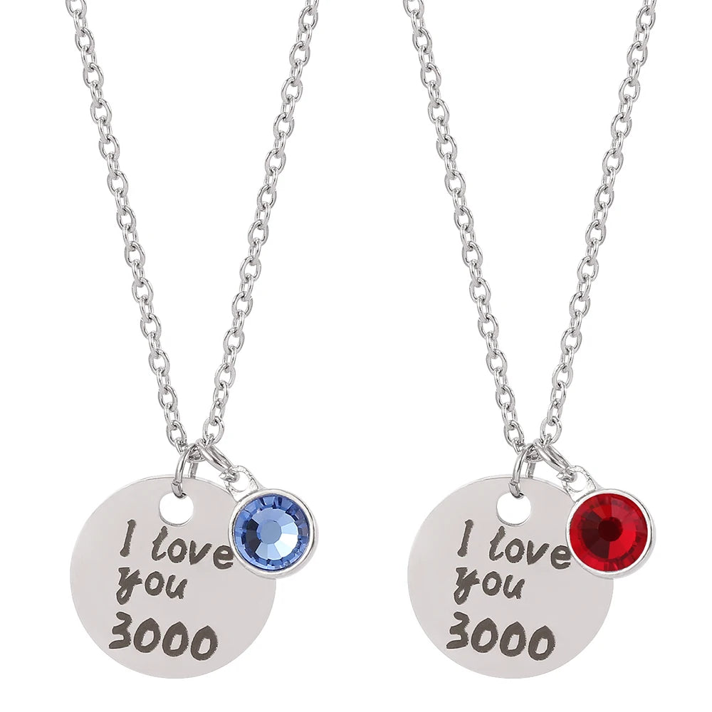 Marvel Necklace I Love You 3000 Times Necklace Pendants For Women Stainless Steel Fashion Jewelry Father's Day Gift