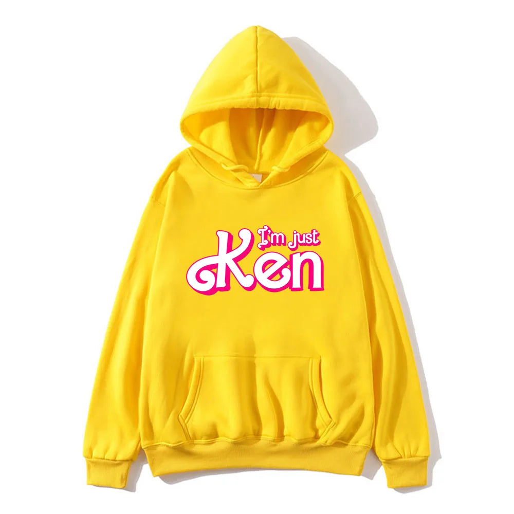 I'm Just Ken RyanGosling Hoodies Long Sleeve Casual Spring Sweatshirts with Pocket Hip Hop Pink Graphic Printing Sudaderas Mens