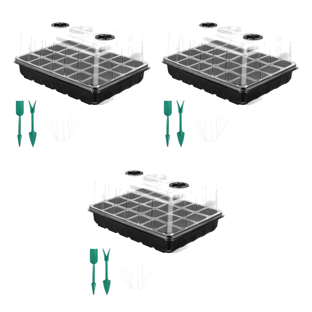 24/48 Holes Seed Starter Trays Vegetable Seedling Pots Seedling Tray with Humidity Dome Seed Germination Plant Pots Grow Box