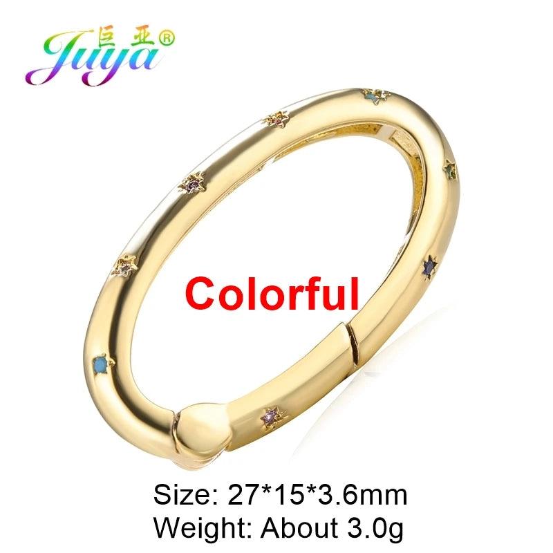 Juya Handmade Creative 18K Gold Plated Brass Screw Locks Carabiner Clasps Accessories For DIY Mesh Chains Pendant Jewelry Making