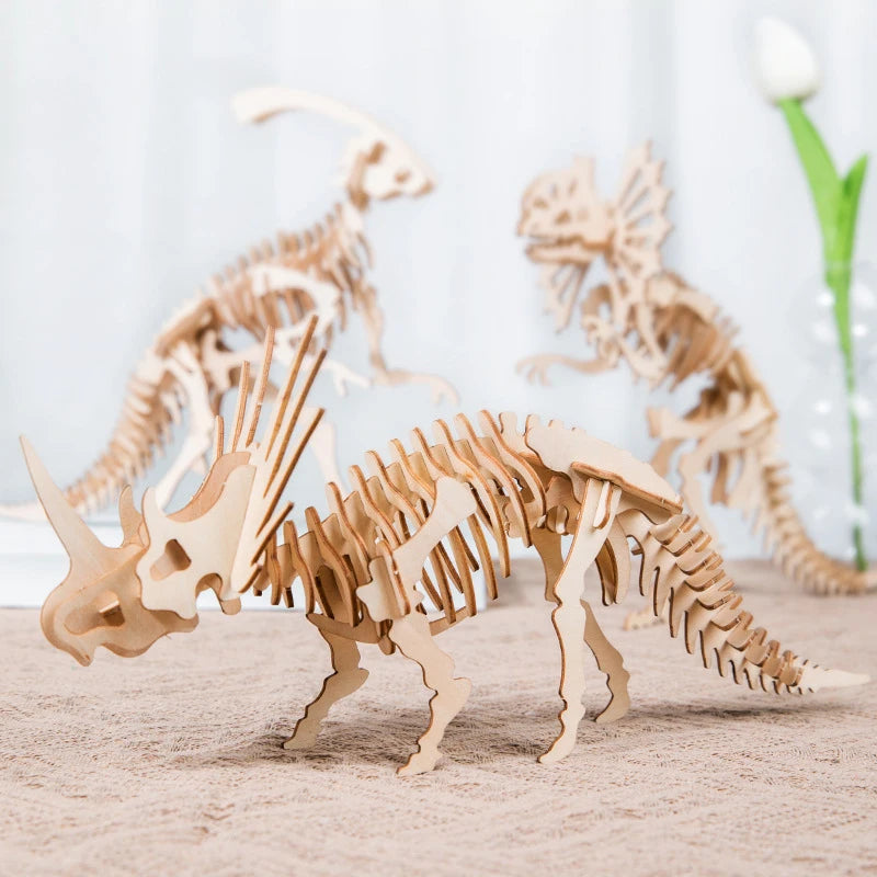 Dinosaur Wooden Model 3D Dinosaur Puzzle Building For Kids Adult High Quality Assembling Model Home Decorative Craft Status Gift