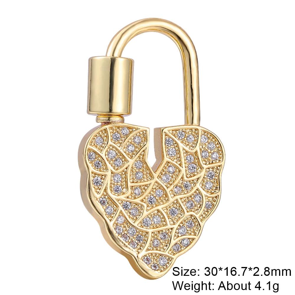Juya Handmade Creative 18K Gold Plated Brass Screw Locks Carabiner Clasps Accessories For DIY Mesh Chains Pendant Jewelry Making