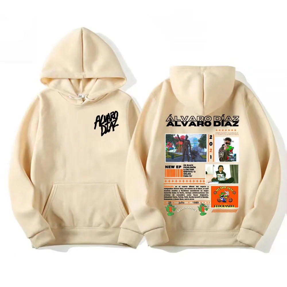 Rapper Alvaro Diaz Felicilandia Album Cover Hoodies Men Women Harajuku Hip Hop Oversized Sweatshirt Comfort Casual Fleece Hoodie