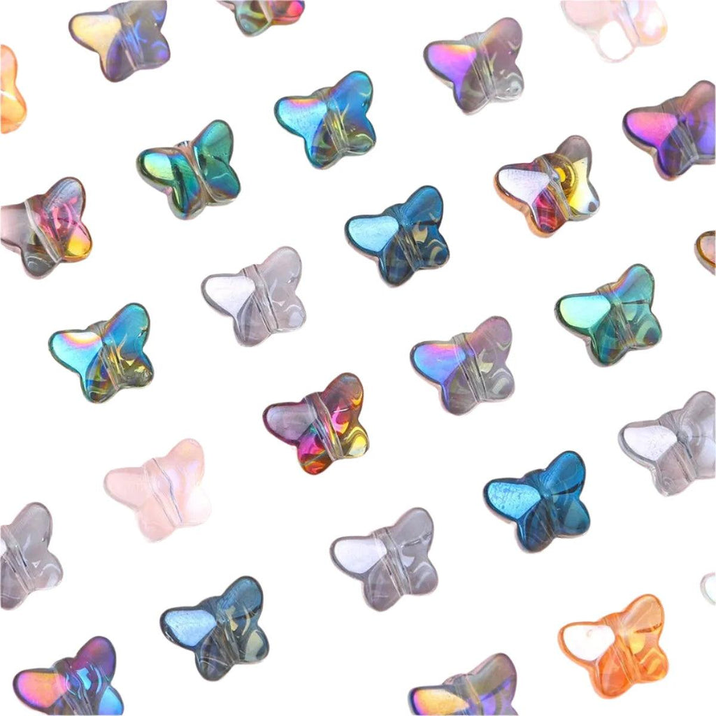 60pcs Glass Plated Butterfly Crystal Beads Loose Beads Handmade DIY Bracelet Necklace Earrings Jewelry Accessories
