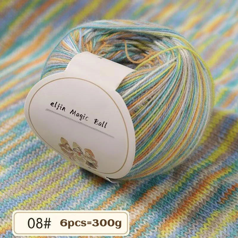 Colorful Section Dyed Fine Wool Yarn 300g Knitting Crafts