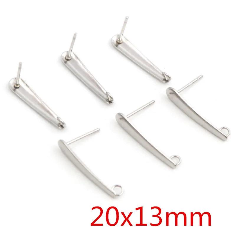 20pcs 316L Stainless Steel Geometric Earring Stud Posts Connector Fashion Styles DIY Jewelry Making Findings Accessories