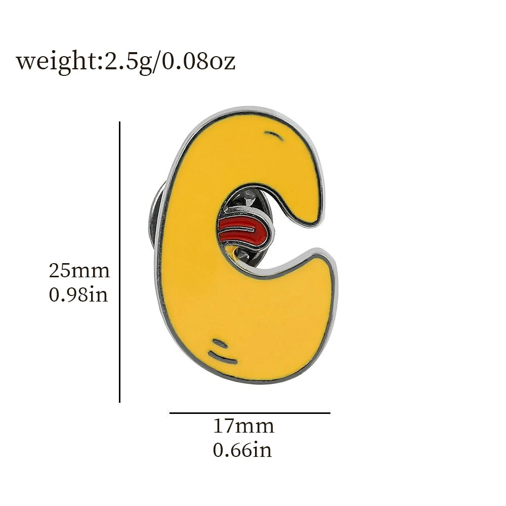 Cartoon 26 English Alphabet Shape Brooch Cute Metal Enamel Badge Clothing Backpack Lapel Pin Jewelry Accessories Gift