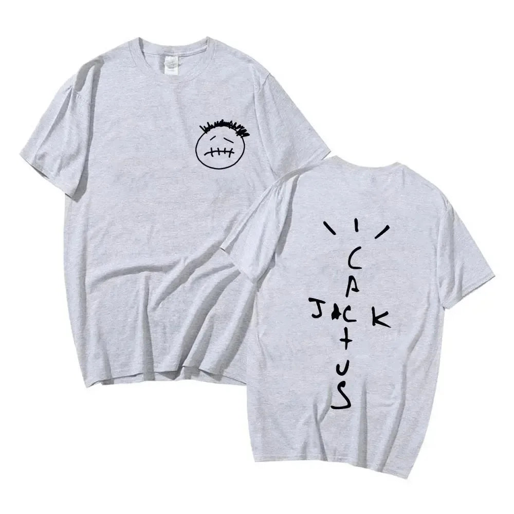 Rapper Cactus Jack Music Album T Shirts Men Fashion Hip Hop T Shirt Casual 100% Cotton Short Sleeve T-shirt Oversized Tops