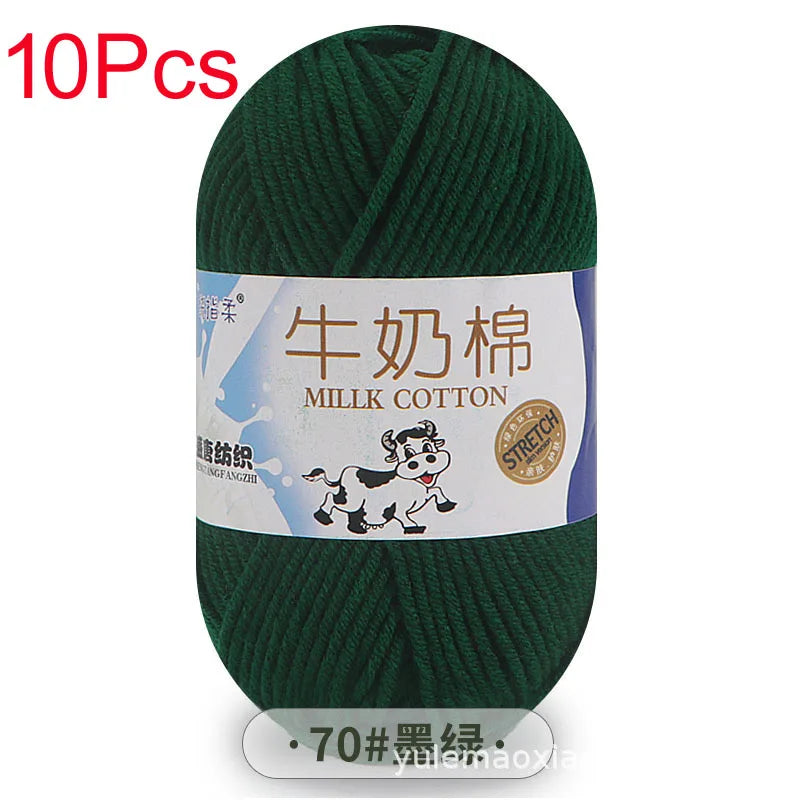 10 Piece Milk Cotton Yarn Knitting Wool for Hand Knitting and Crochet Soft Yarn for Scarves Hats and Sweaters