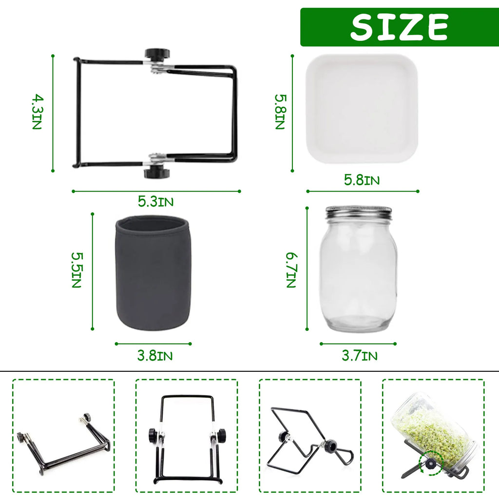 Sprouting Lids With Stainless Steel Screen For Two Wide Mouth Mason Jars Germination Kit Sprout Maker Seedling Tray Dropshipping