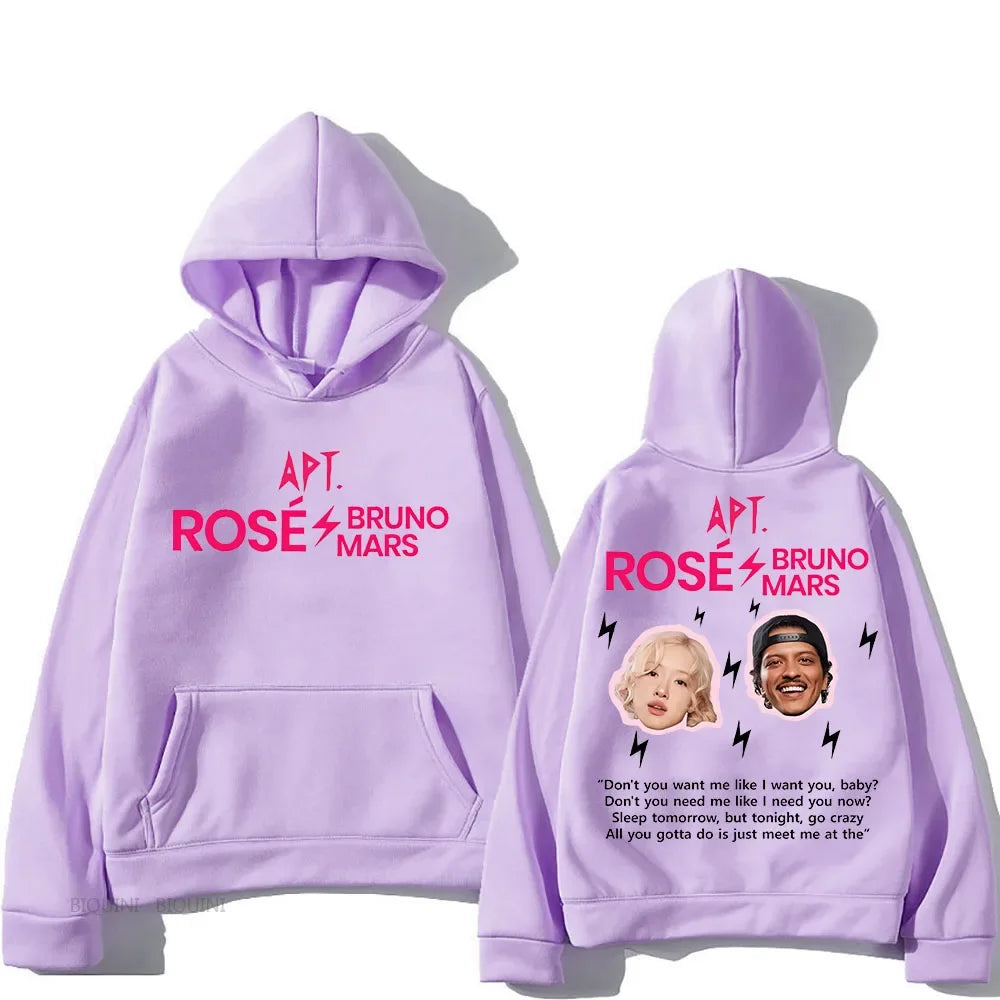 ROSÉ & Bruno Mars APT Hooded Sweatwear Couple Fleece Hooded Sweatshirt Funko Pop Hip Hop Clothes Moletom Fashion Punk Pullovers
