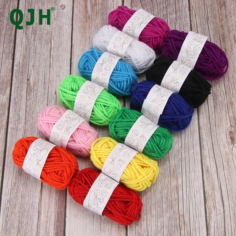 QJH Children's 12-Color Yarn 10g Each for DIY Material Package Kindergarten Making Doll Doll Knitting Beginners by Handcrafts