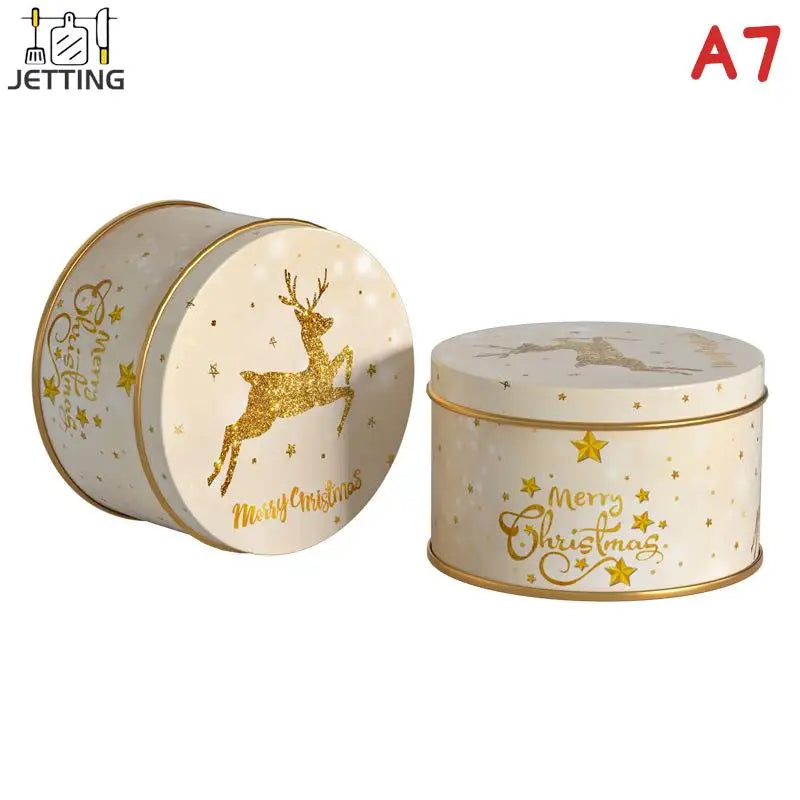 Christmas Old Man Candy Tins Decorative Round Tinplate Boxes Xmas Candy Cookie Packaging Jar Candle Containers Candy Box Gift