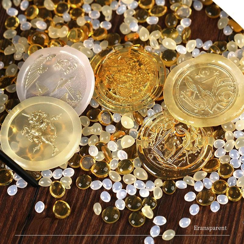 100g Transparent Shark Tears Sealing Wax Particles Colorful Polarized Wax Material DIY Hand Account Invitation Postard Sealing - Winord