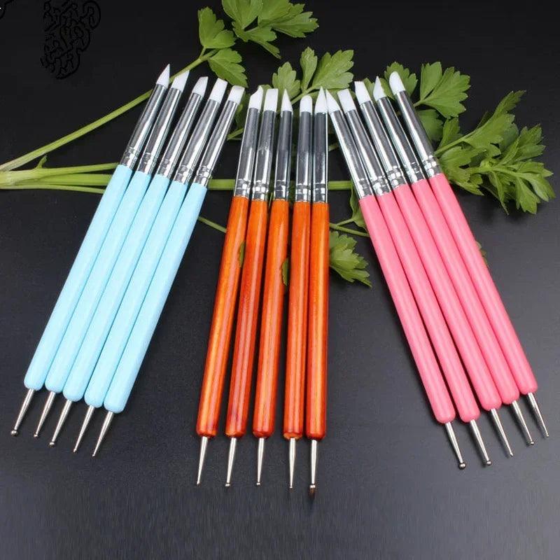 New 6 Colors  Stainless Steel Two Head Sculpting Polymer and Soft Pottery Clay Tool Silicone Modelling Art Shaper Tools