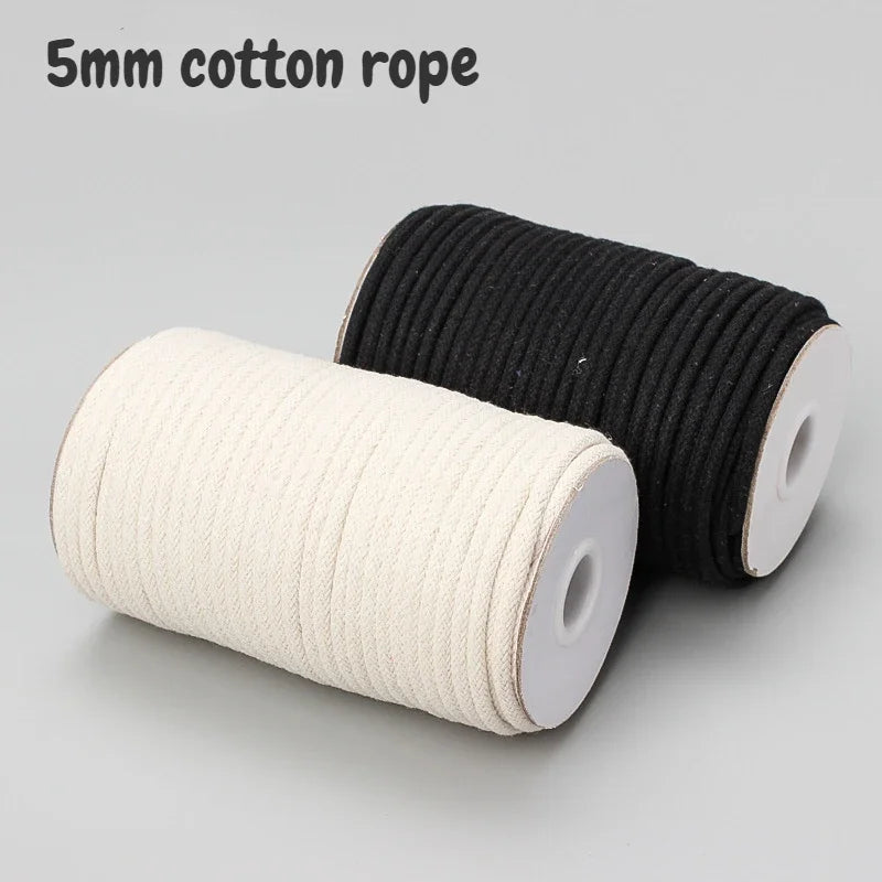 5mm black and white cotton rope DIY hand woven tapestry rope package Zongzi line hanging tag rope cotton thread 46m