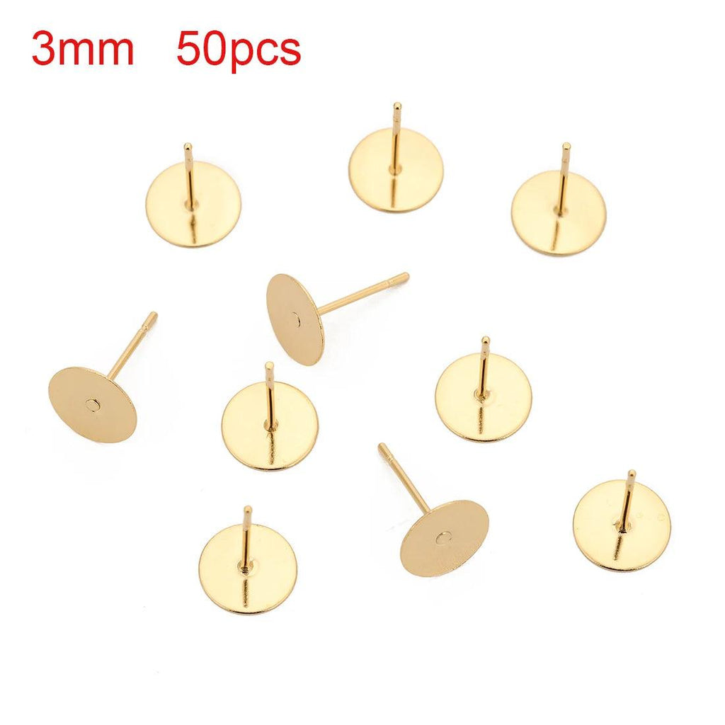 AHKNORMAILCUI 316L Surgical Stainless Steel Earring Post Stud with 3 4 5 6 8mm Glue Pad for DIY Earring Jewelry Components