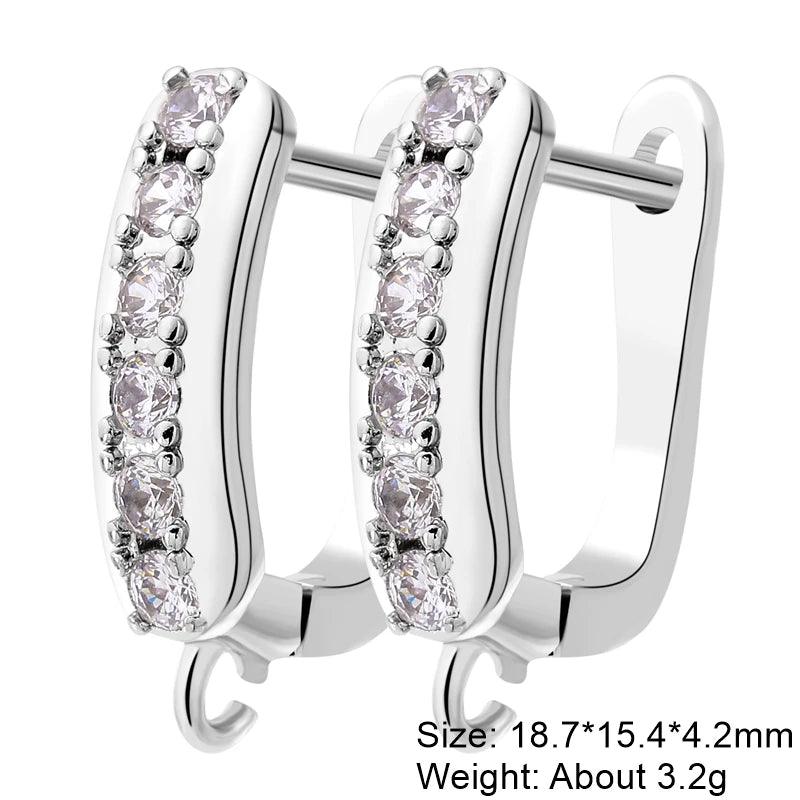 Juya 18K Gold Plated Copper Material Anti-Allergy Earwire Fixture Earring Hook Clasps For DIY Women's Earring Making Accessories