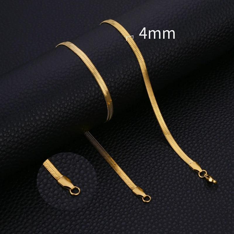 HIYEE Stainless Steel Snake Necklace for Women Jewelry Gift Blade Chain Gold Plated Waterproof Trendy DIY Pendant Accessories