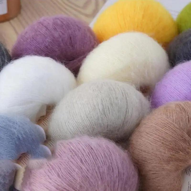 25g/Roll Soft Wool Knitting Cashmere Long Thin Yarn Roll Mohair Yarn DIY Hand Crochet Soft Mohair Cashmere Wool Knitting Yarn