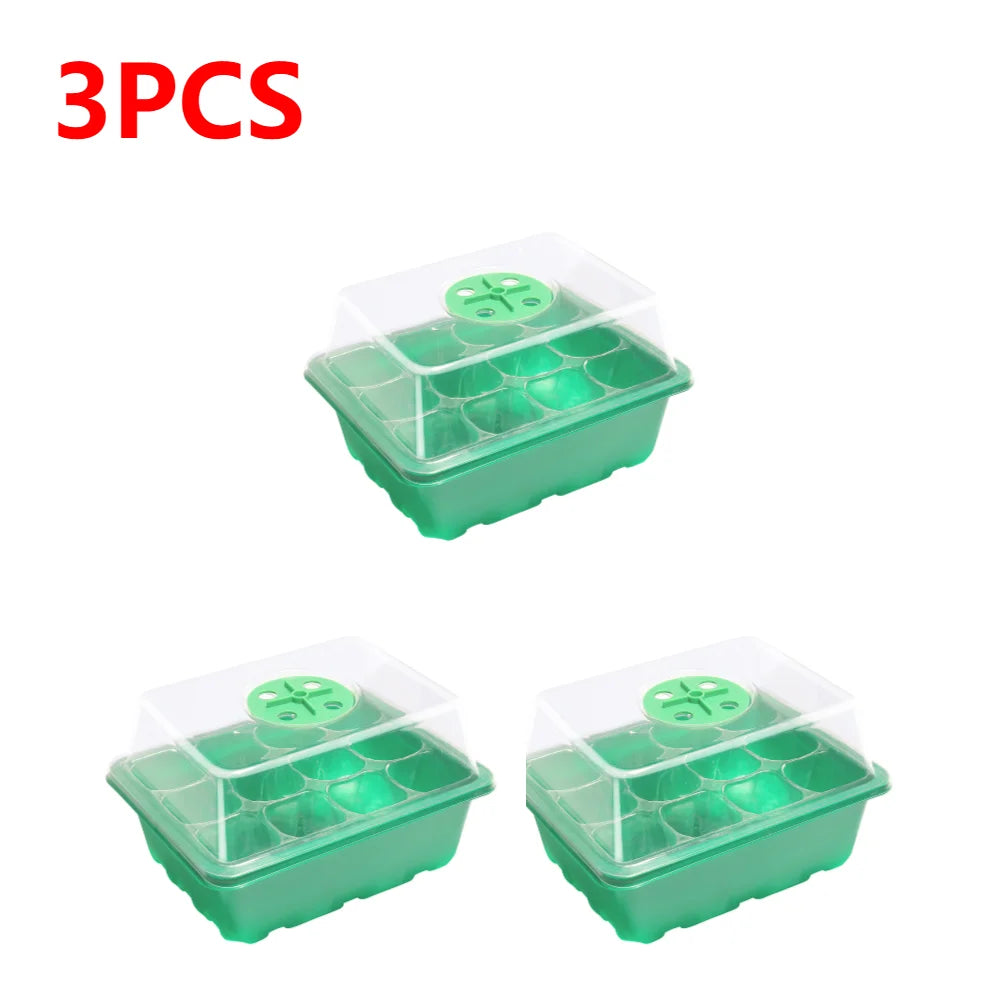 1-5Pcs Stackable Greenhouse Germination Tray with Humidity Dome 12 Holes Plant Grow Nursery Seedling Trays Garden Tools