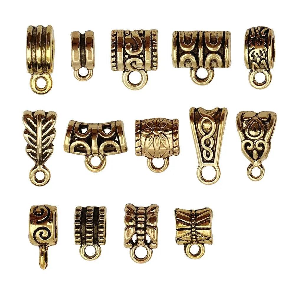 100Pcs Clasp Bail Beads Charms Bail Tube Beads, Loose Spacer Bead Hanger Charm For Jewelry Making DIY Necklace Bracele