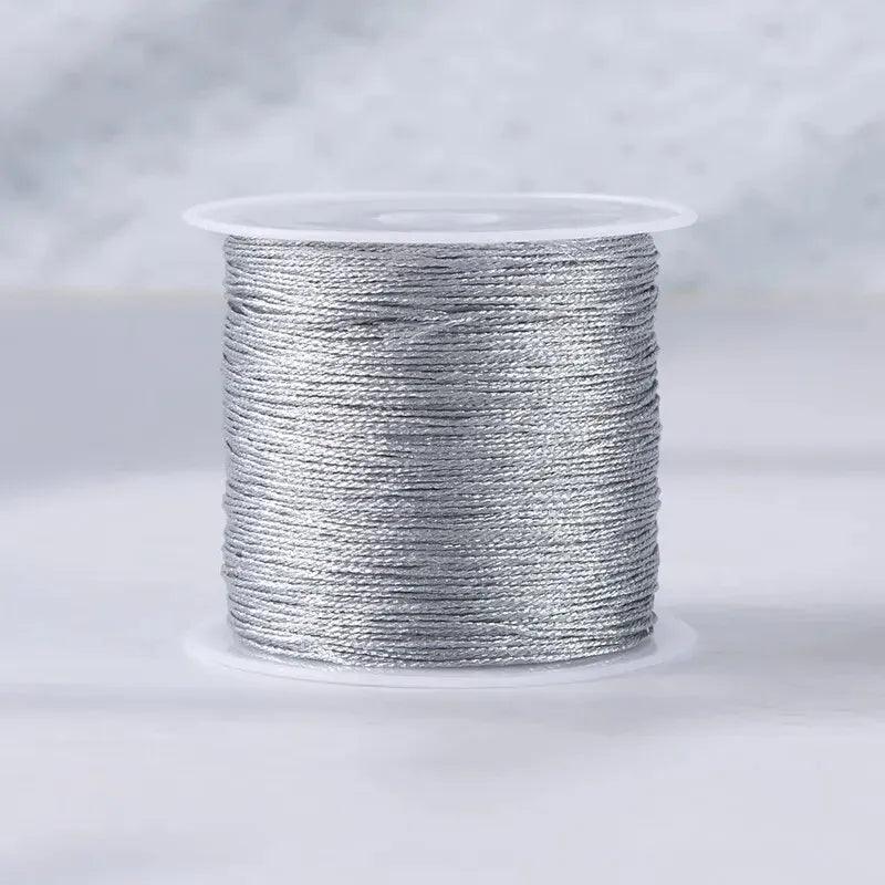 A Roll of 0.2-0.6mm DIY Hand Woven Bracelet, Hand Rope, Woven Rope, Embroidered Gold and Silver Silk Thread Material