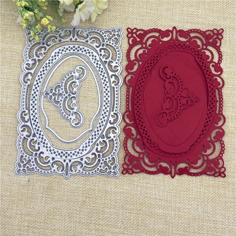 Flower Oval Frame Metal Cutting Dies Stencil Scrapbooking Photo Album Embossing Paper Cards Crafts