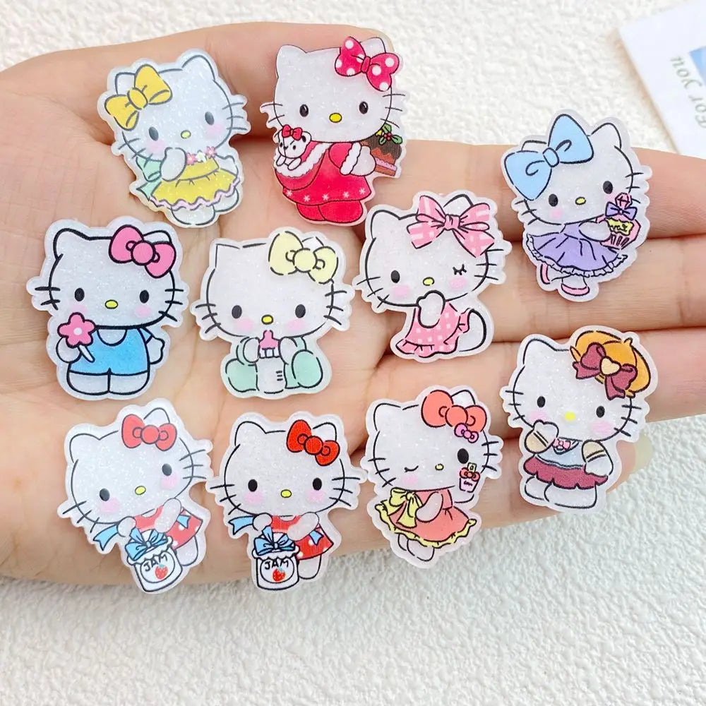 10Pcs New Cute Acrylic Cartoon Animal Cat Series Flat Back Parts Embellishments For Hair Bows Accessories Free Shipping