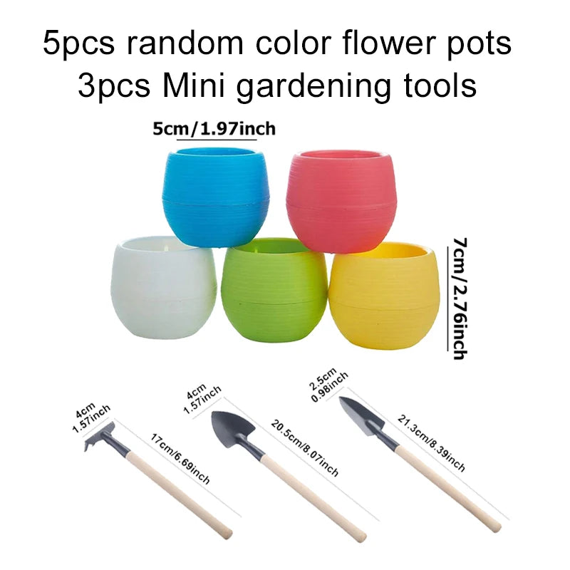 Flower Pot Set Plastic Color Breathable Mini Gardening Plant Tools Household Balcony Desktop Greenery Succulent Flowerpot TMZ