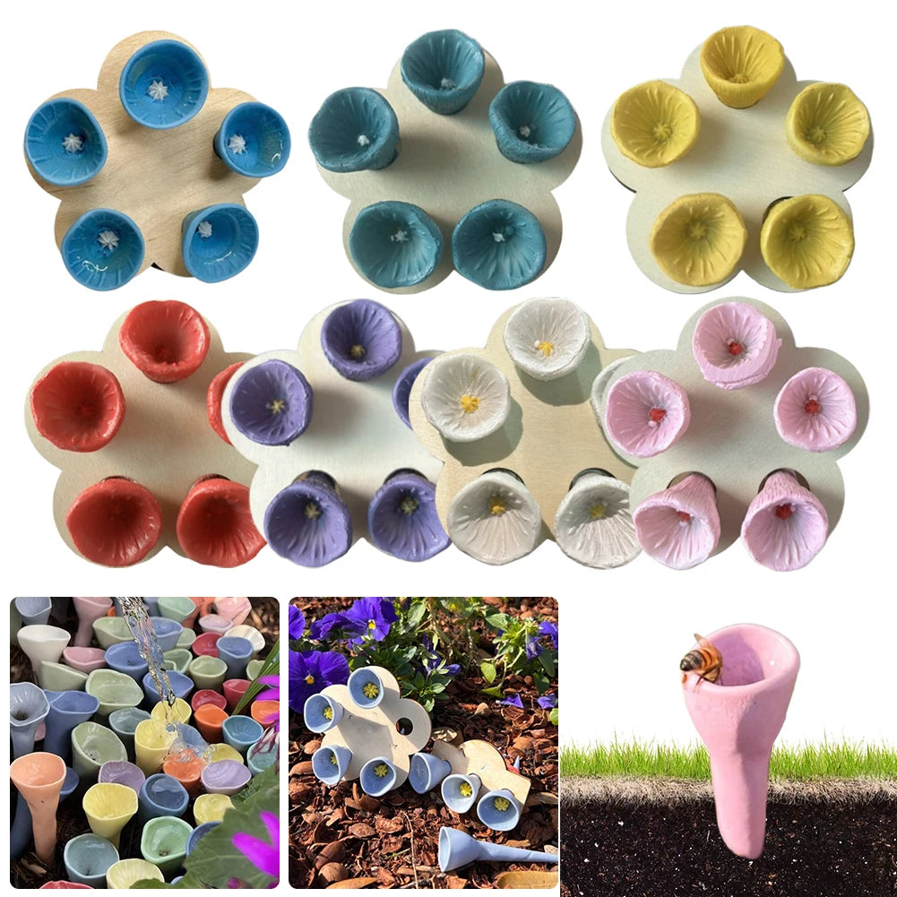Bees Insect Drinking Cup Bees Water Feeder Flower Shape Pollinator Drinking Cup with Nursery Cup & Holder Beekeeping Supplies