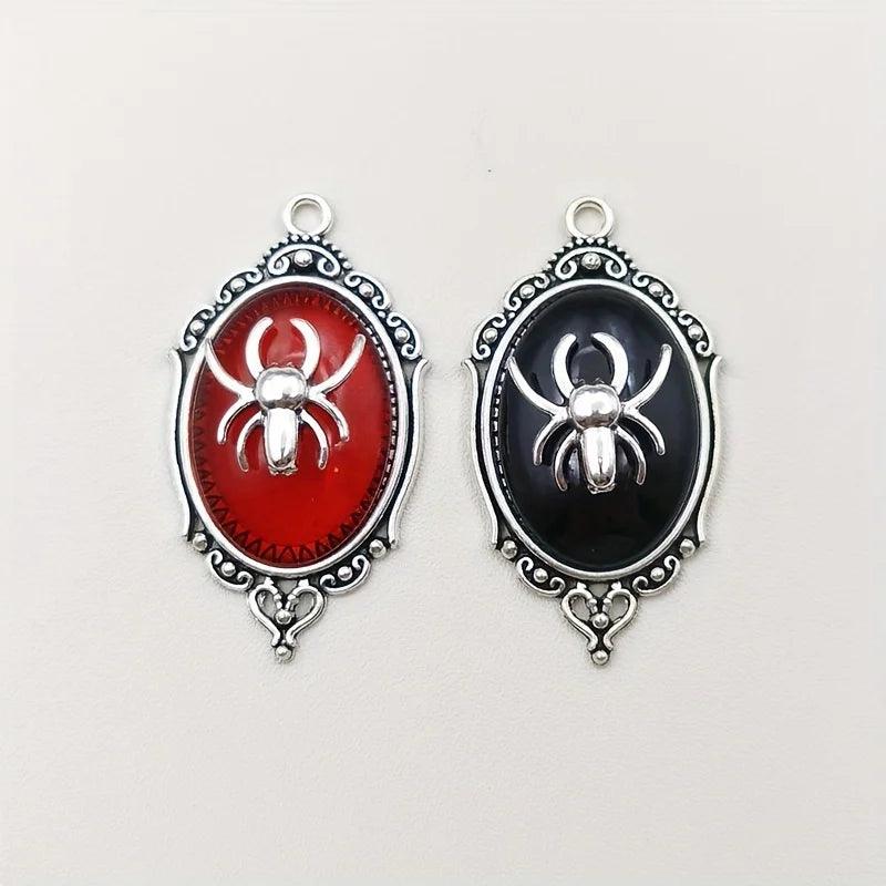 4pcs hot selling Gothic spider silver plated frame spider pendant crystal jewelry accessories Halloween DIY pendant