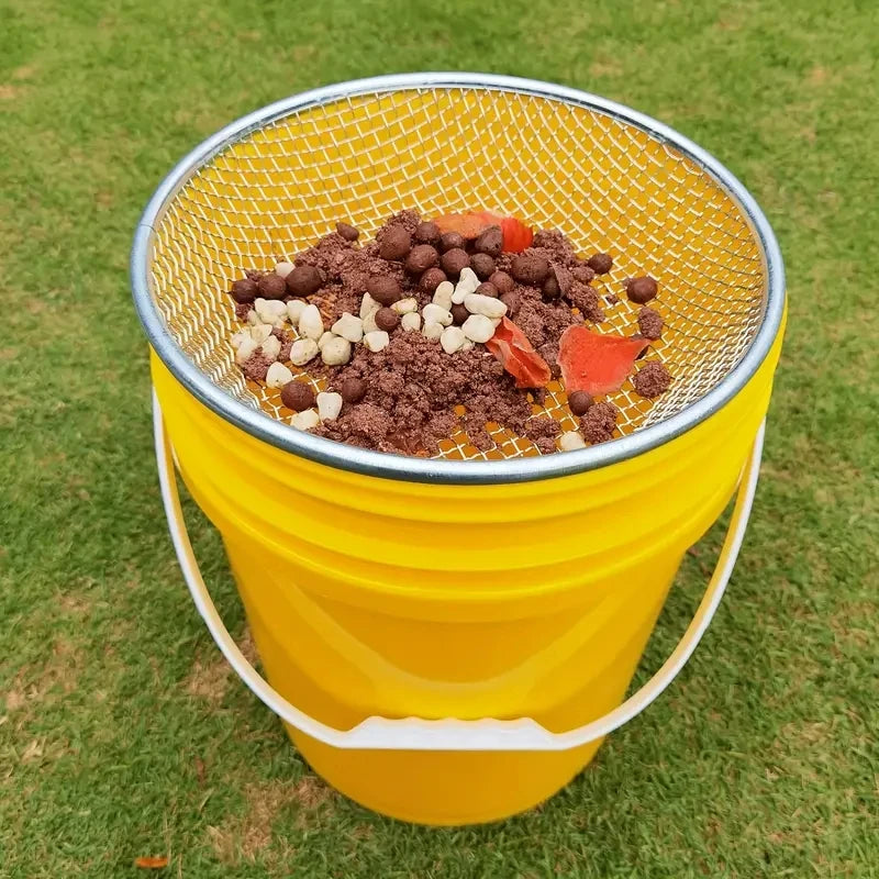 1pc Gardening Soil Compost Sieve Diameter 13.78inch,  Stainless Steel Mesh Reinforced Edge Design, Aesthetically Pleasing And Re