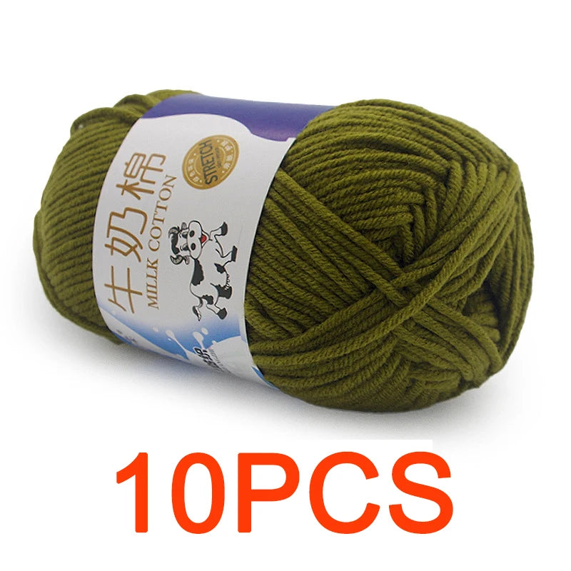 10 Pieces Milk Cotton Knitting Yarn Soft Warm Yarn for Hand Knitting and Crochet Projects