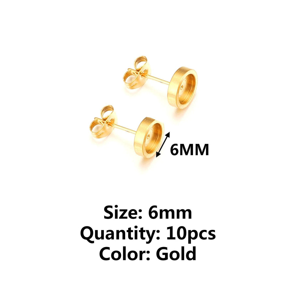 10/20pcs Blank Stud Earring Setting Stainless Steel Earring Back Cabochon Base Thick Bezels Earring for Resin DIY Jewelry Making