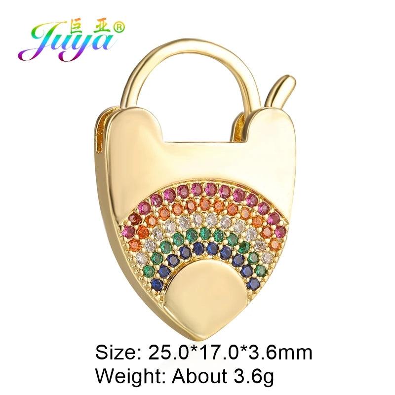 Juya Handmade 18K Real Gold Plated Decoration Screw Locks Carabiner Clasps Accessories For DIY Needlework Pendant Jewelry Making